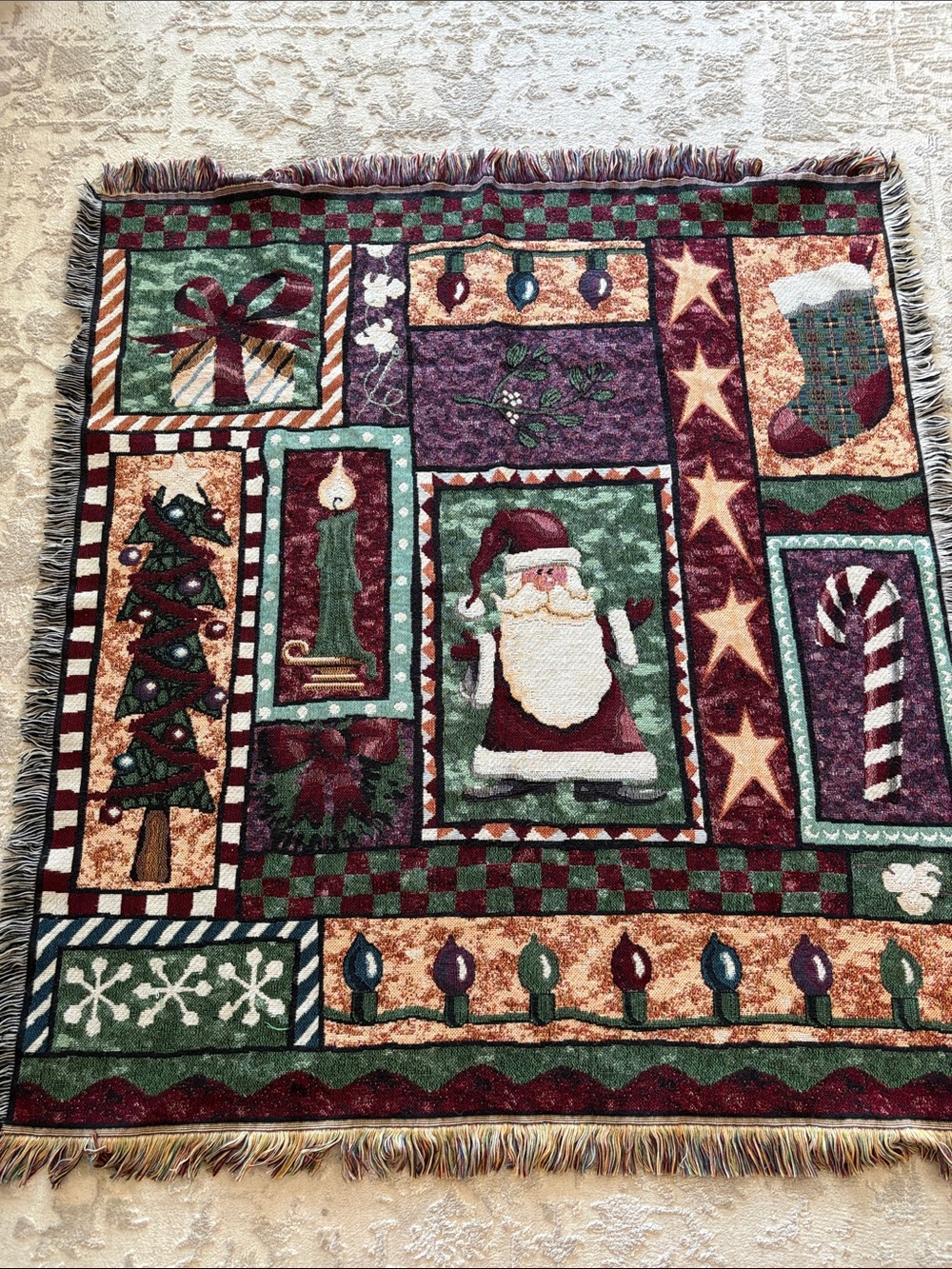 Mohawk Vintage Christmas Santa Tapestry Throw Blanket